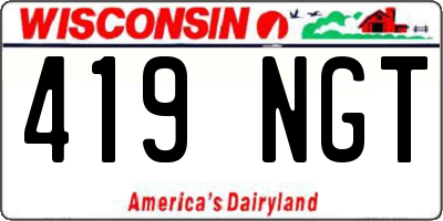 WI license plate 419NGT