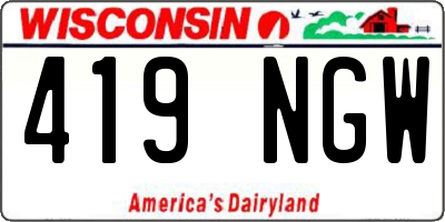 WI license plate 419NGW