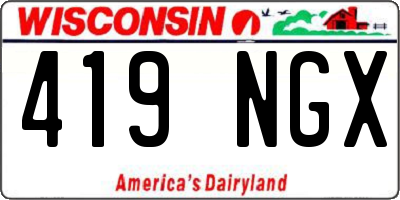 WI license plate 419NGX