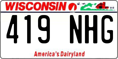 WI license plate 419NHG