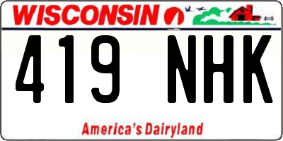 WI license plate 419NHK