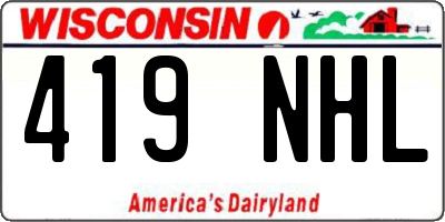 WI license plate 419NHL