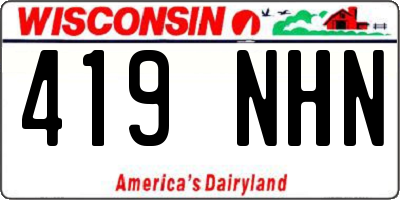 WI license plate 419NHN