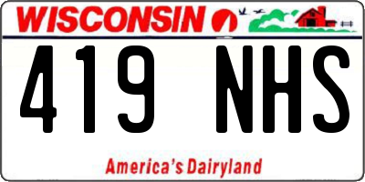 WI license plate 419NHS