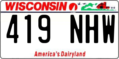 WI license plate 419NHW
