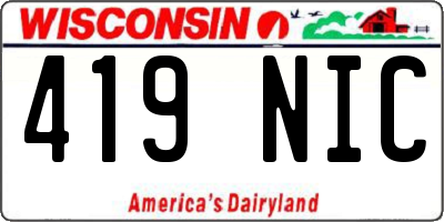 WI license plate 419NIC