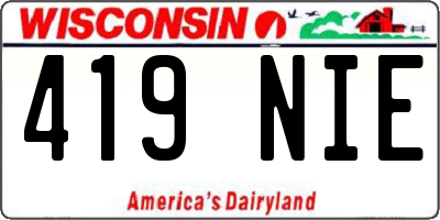 WI license plate 419NIE