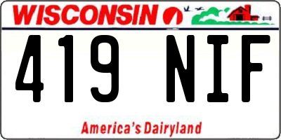 WI license plate 419NIF