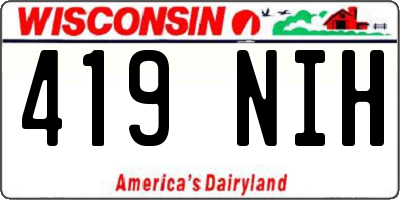 WI license plate 419NIH
