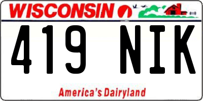 WI license plate 419NIK