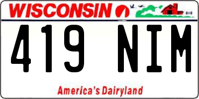 WI license plate 419NIM