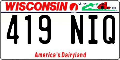 WI license plate 419NIQ