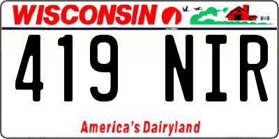 WI license plate 419NIR