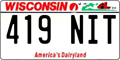 WI license plate 419NIT