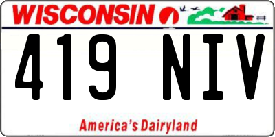 WI license plate 419NIV