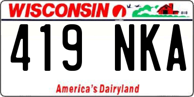 WI license plate 419NKA