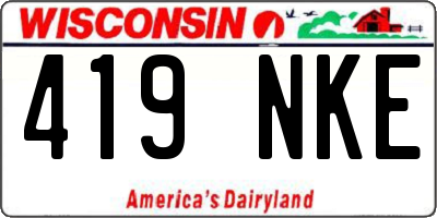 WI license plate 419NKE
