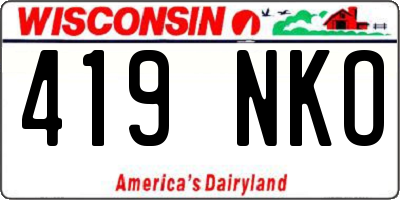 WI license plate 419NKO