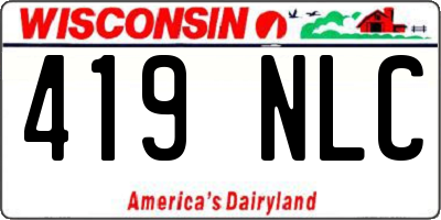 WI license plate 419NLC
