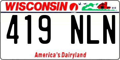 WI license plate 419NLN