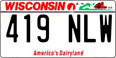 WI license plate 419NLW