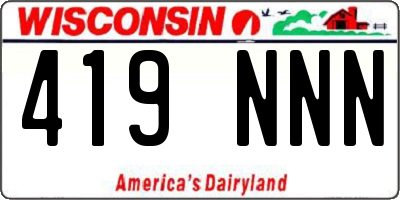 WI license plate 419NNN