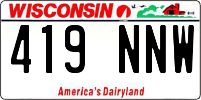 WI license plate 419NNW
