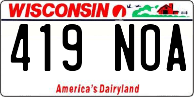 WI license plate 419NOA