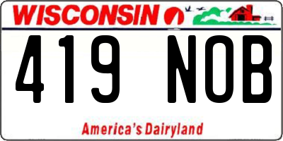 WI license plate 419NOB