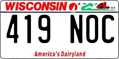WI license plate 419NOC
