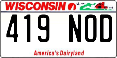 WI license plate 419NOD