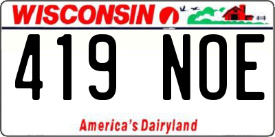 WI license plate 419NOE