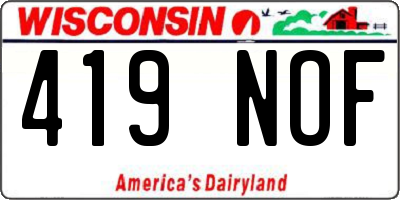 WI license plate 419NOF