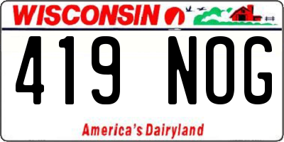 WI license plate 419NOG