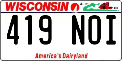 WI license plate 419NOI