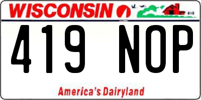 WI license plate 419NOP