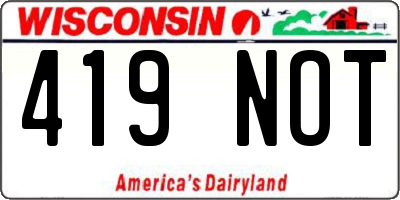 WI license plate 419NOT