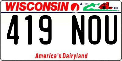 WI license plate 419NOU