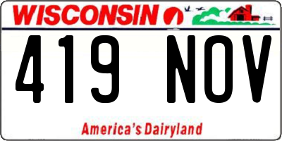 WI license plate 419NOV