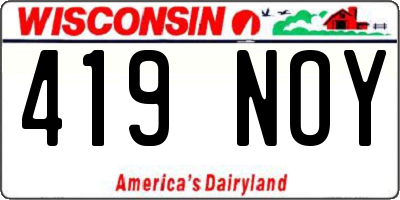 WI license plate 419NOY