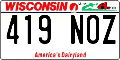 WI license plate 419NOZ