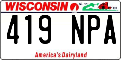 WI license plate 419NPA