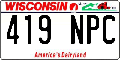 WI license plate 419NPC