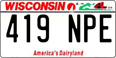 WI license plate 419NPE