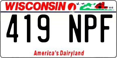 WI license plate 419NPF