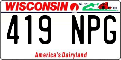 WI license plate 419NPG
