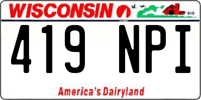 WI license plate 419NPI
