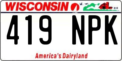 WI license plate 419NPK