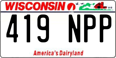 WI license plate 419NPP