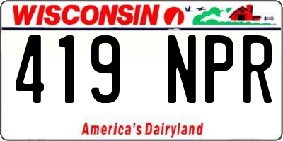 WI license plate 419NPR